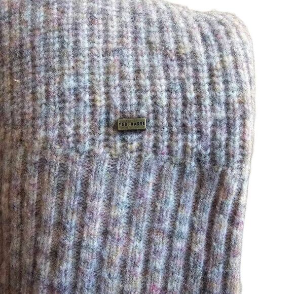 Ted Baker London womens Sz 1 US 2-4  Cchloe pink multi wool blend turtleneck swe - Picture 6 of 8